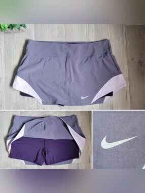 Nike Tennis Running Dri-Fit Athletic Gray and Purple Skorts, Women's Medium